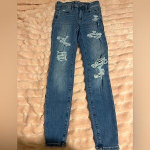American Eagle Outfitters Ripped Blue Skinny Jeans